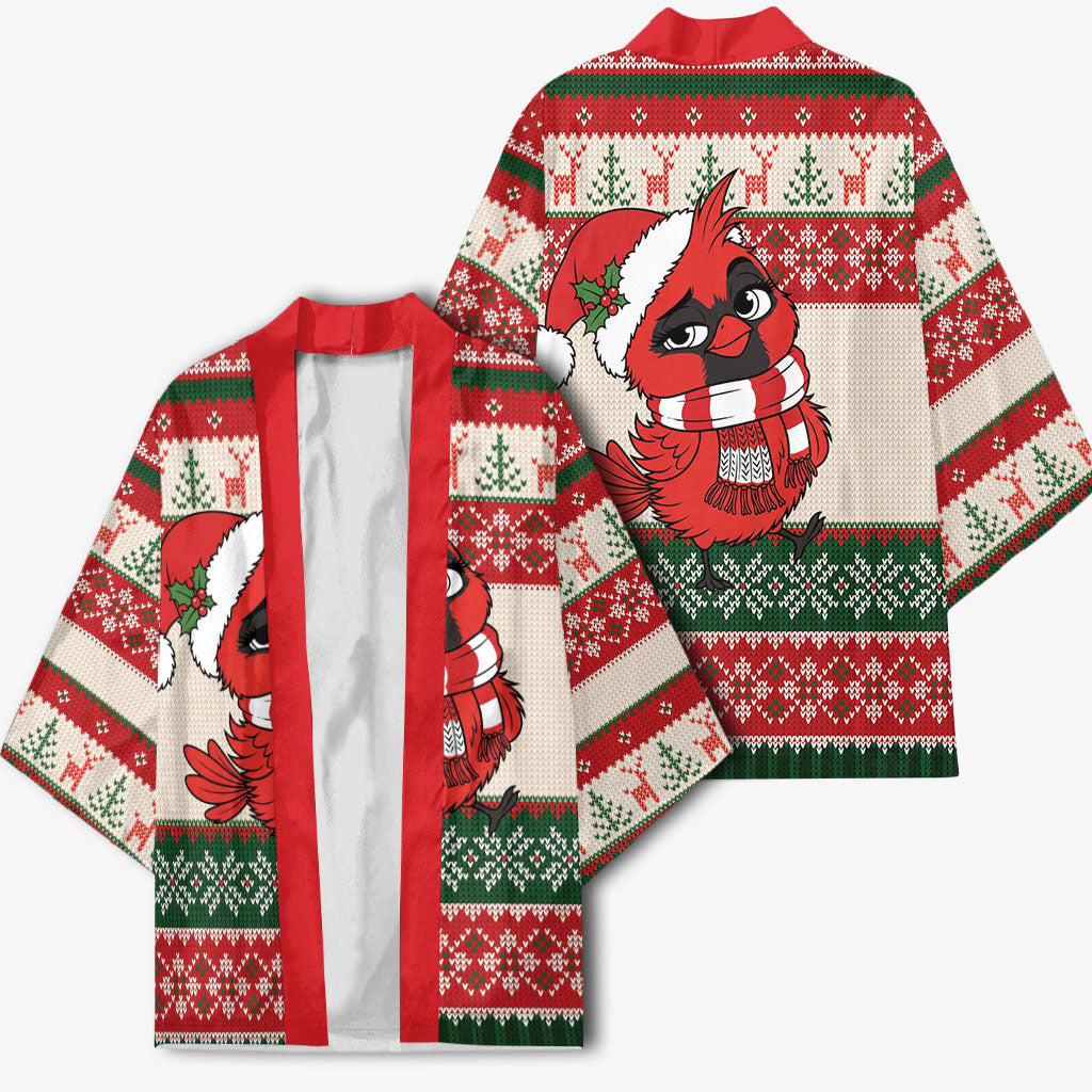 Aussie Cardinal Christmas Kimono Festive Knitted Pattern Inspired
