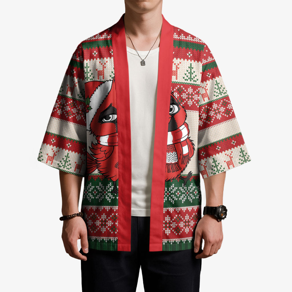 Aussie Cardinal Christmas Kimono Festive Knitted Pattern Inspired