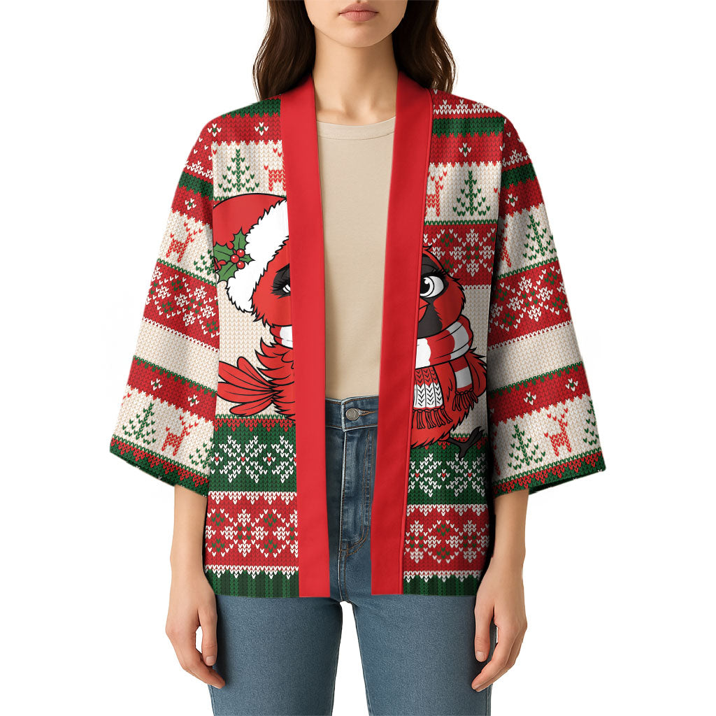 Aussie Cardinal Christmas Kimono Festive Knitted Pattern Inspired