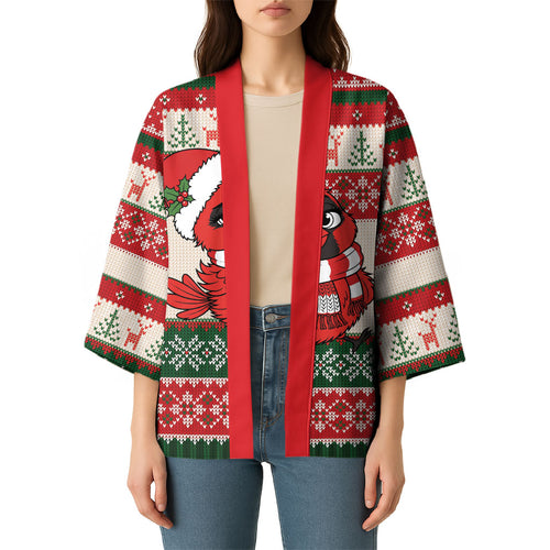 Aussie Cardinal Christmas Kimono Festive Knitted Pattern Inspired