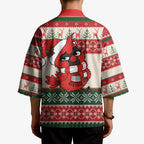 Aussie Cardinal Christmas Kimono Festive Knitted Pattern Inspired