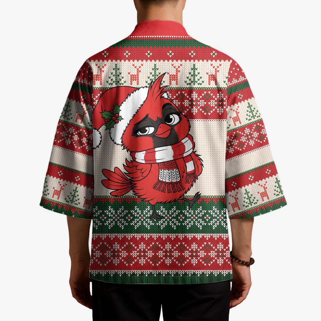 Aussie Cardinal Christmas Kimono Festive Knitted Pattern Inspired