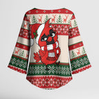 Aussie Cardinal Christmas Kimono Sleeve Blouse Festive Knitted Pattern Inspired