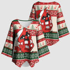 Aussie Cardinal Christmas Kimono Sleeve Blouse Festive Knitted Pattern Inspired