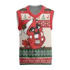 Aussie Cardinal Christmas Knitted V-Neck Vest Festive Knitted Pattern Inspired