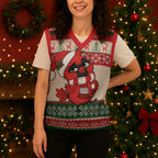 Aussie Cardinal Christmas Knitted V-Neck Vest Festive Knitted Pattern Inspired