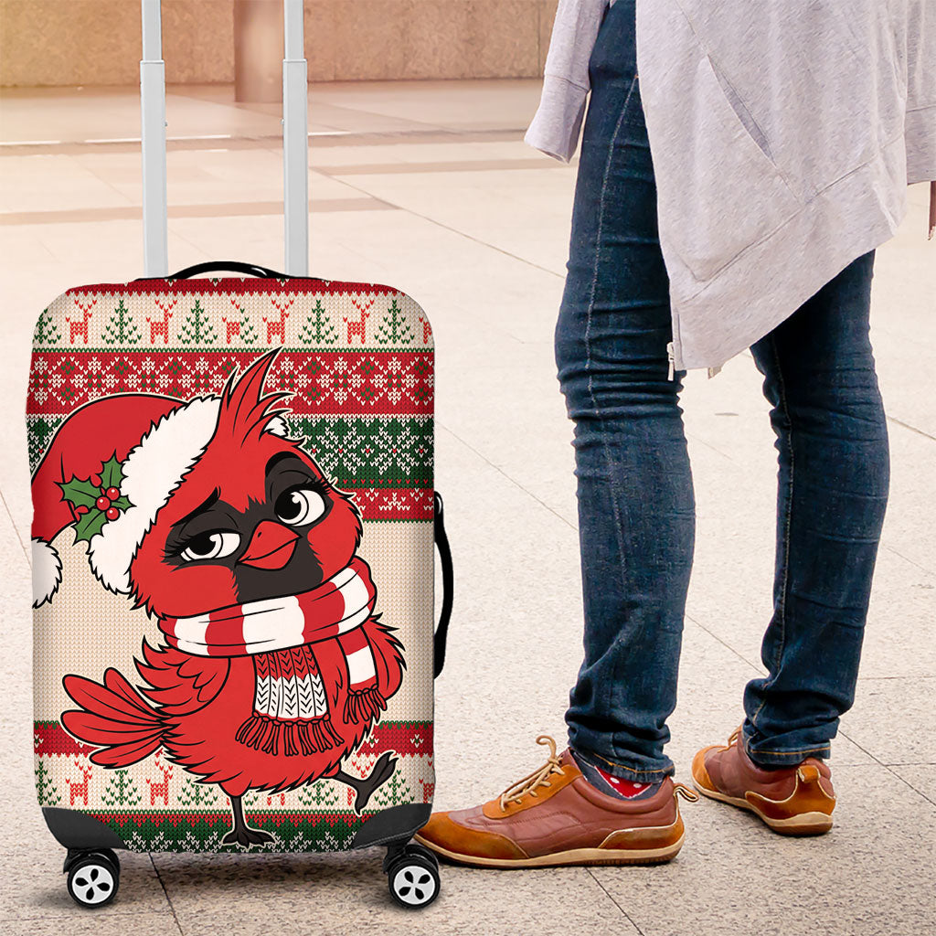 Aussie Cardinal Christmas Luggage Cover Festive Knitted Pattern Inspired