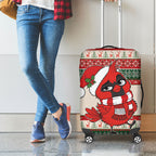 Aussie Cardinal Christmas Luggage Cover Festive Knitted Pattern Inspired