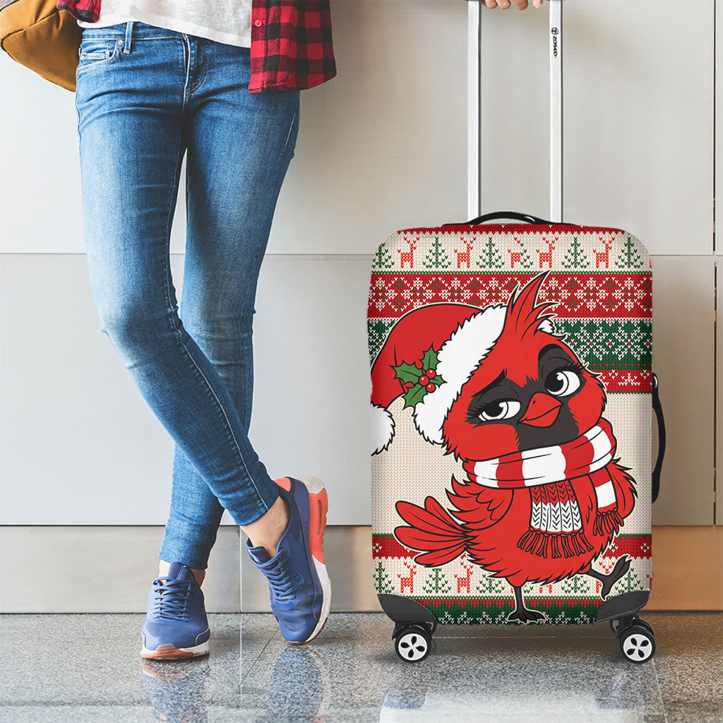 Aussie Cardinal Christmas Luggage Cover Festive Knitted Pattern Inspired