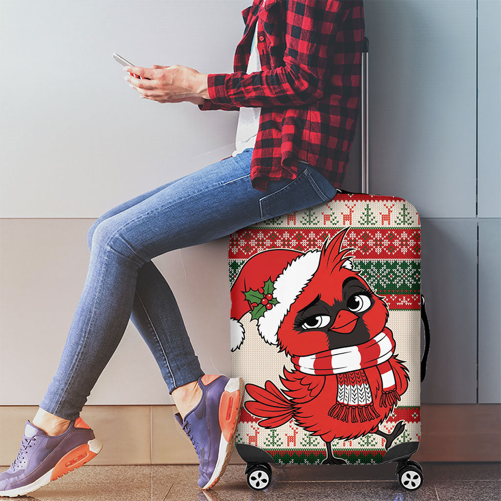 Aussie Cardinal Christmas Luggage Cover Festive Knitted Pattern Inspired