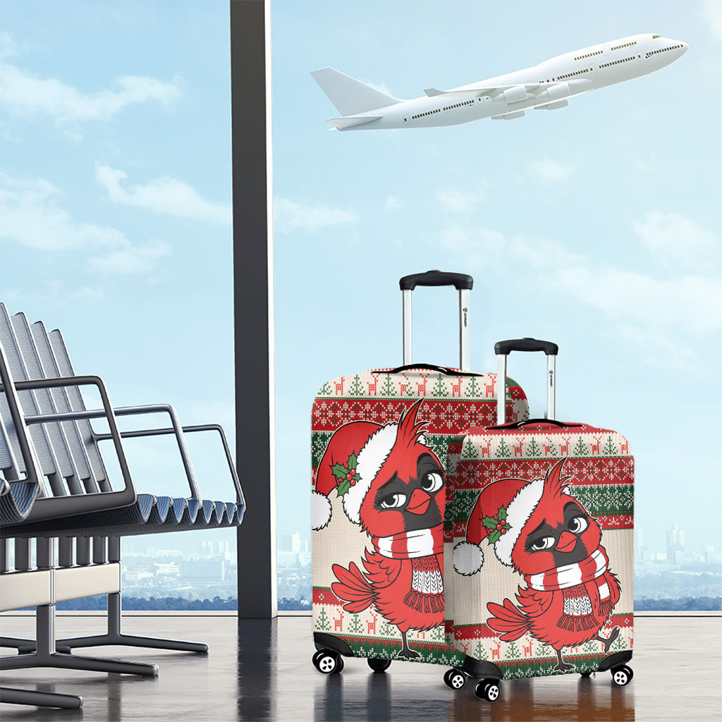 Aussie Cardinal Christmas Luggage Cover Festive Knitted Pattern Inspired