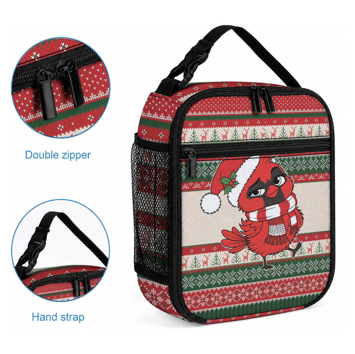 Aussie Cardinal Christmas Lunch Bag Festive Knitted Pattern Inspired