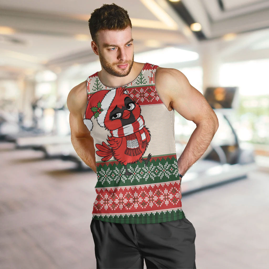 Aussie Cardinal Christmas Men Tank Top Festive Knitted Pattern Inspired