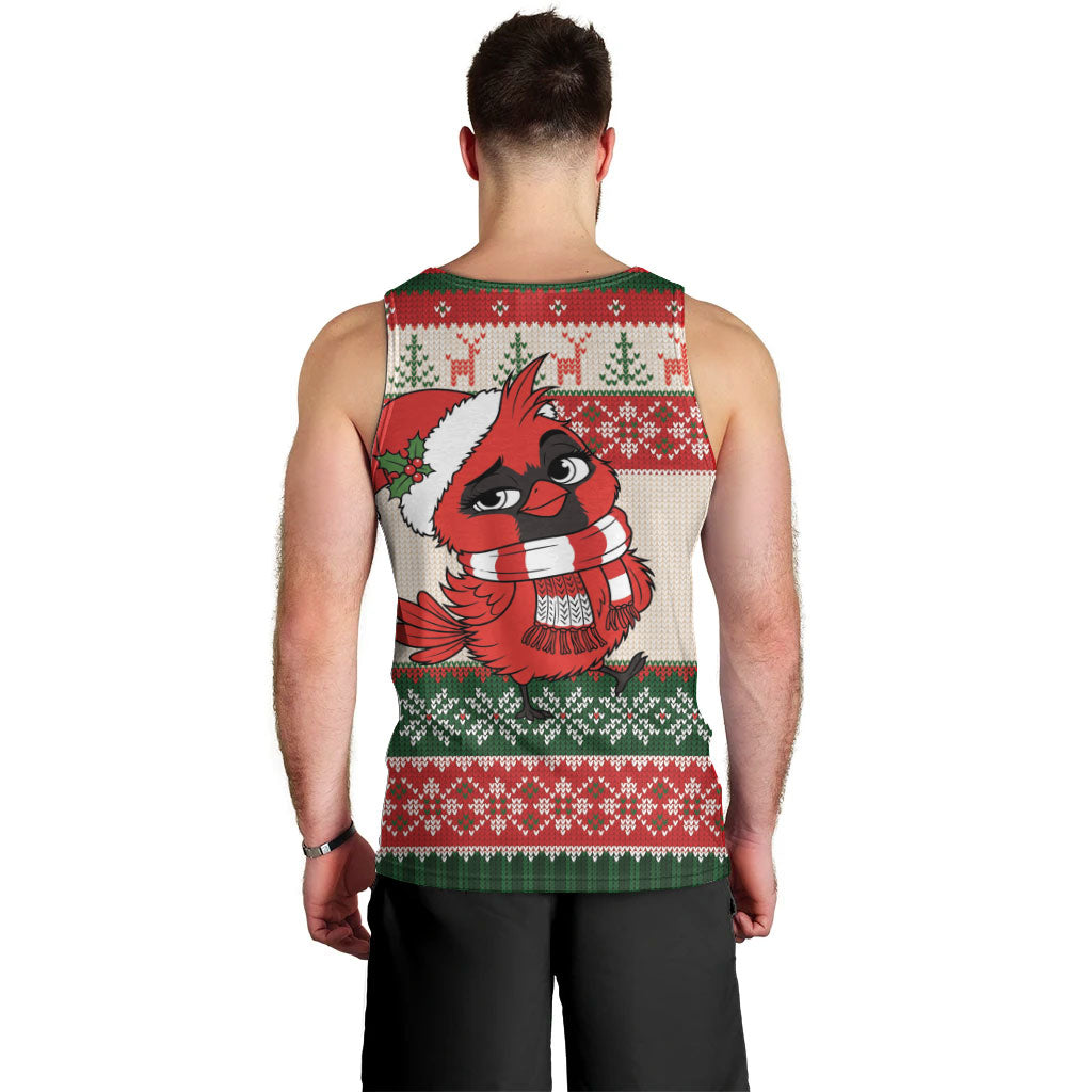 Aussie Cardinal Christmas Men Tank Top Festive Knitted Pattern Inspired