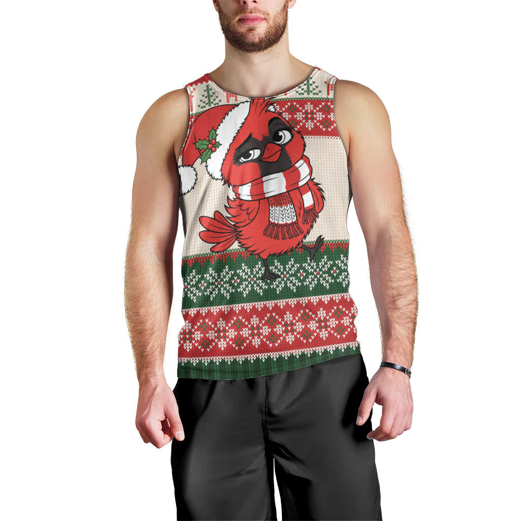 Aussie Cardinal Christmas Men Tank Top Festive Knitted Pattern Inspired