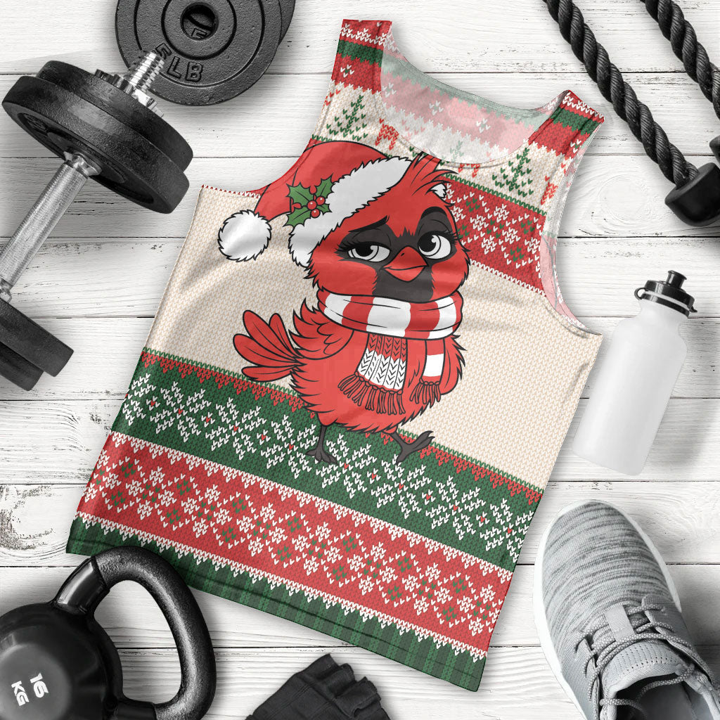 Aussie Cardinal Christmas Men Tank Top Festive Knitted Pattern Inspired