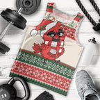 Aussie Cardinal Christmas Men Tank Top Festive Knitted Pattern Inspired