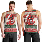 Aussie Cardinal Christmas Men Tank Top Festive Knitted Pattern Inspired