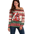 Aussie Cardinal Christmas Off Shoulder Sweater Festive Knitted Pattern Inspired