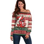 Aussie Cardinal Christmas Off Shoulder Sweater Festive Knitted Pattern Inspired