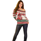 Aussie Cardinal Christmas Off Shoulder Sweater Festive Knitted Pattern Inspired