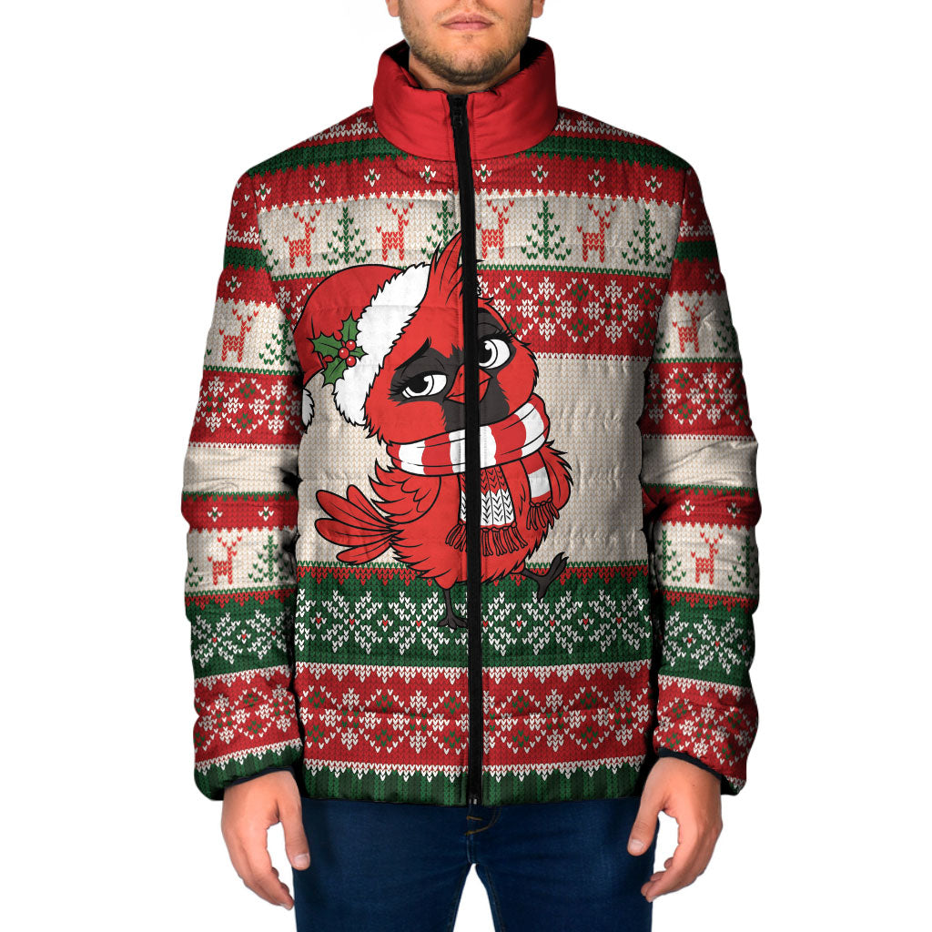 Aussie Cardinal Christmas Padded Jacket Festive Knitted Pattern Inspired