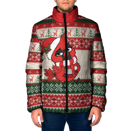 Aussie Cardinal Christmas Padded Jacket Festive Knitted Pattern Inspired