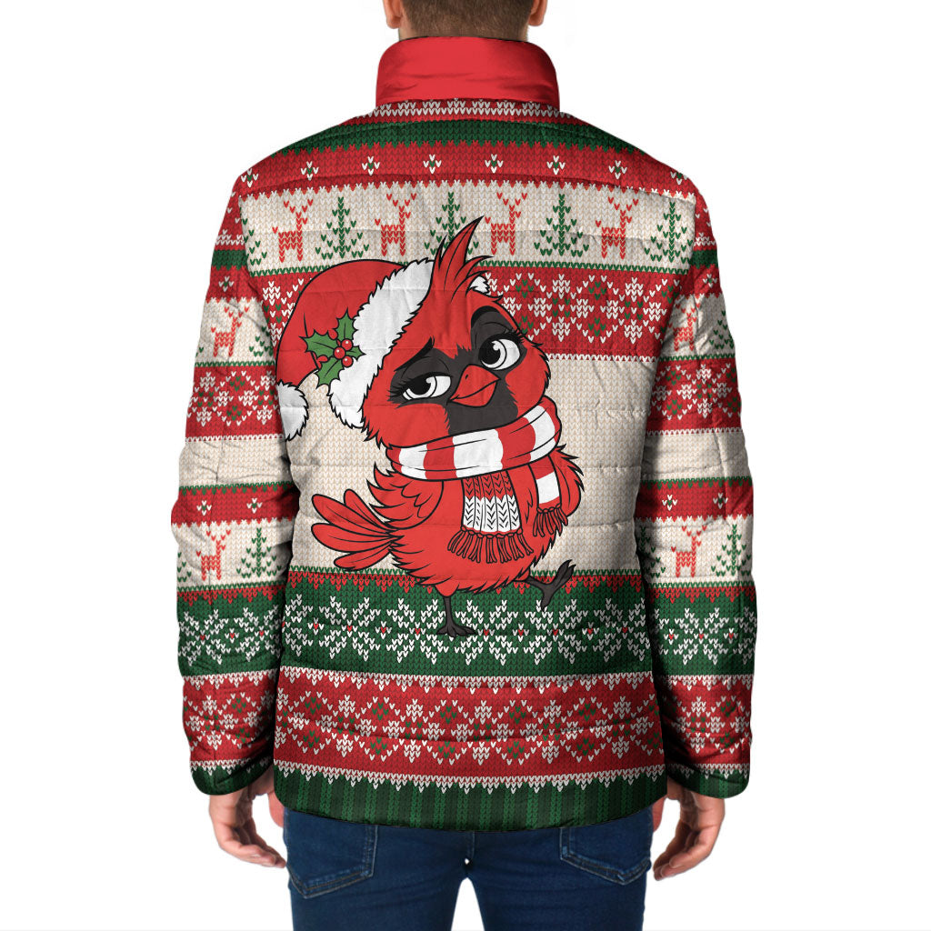 Aussie Cardinal Christmas Padded Jacket Festive Knitted Pattern Inspired