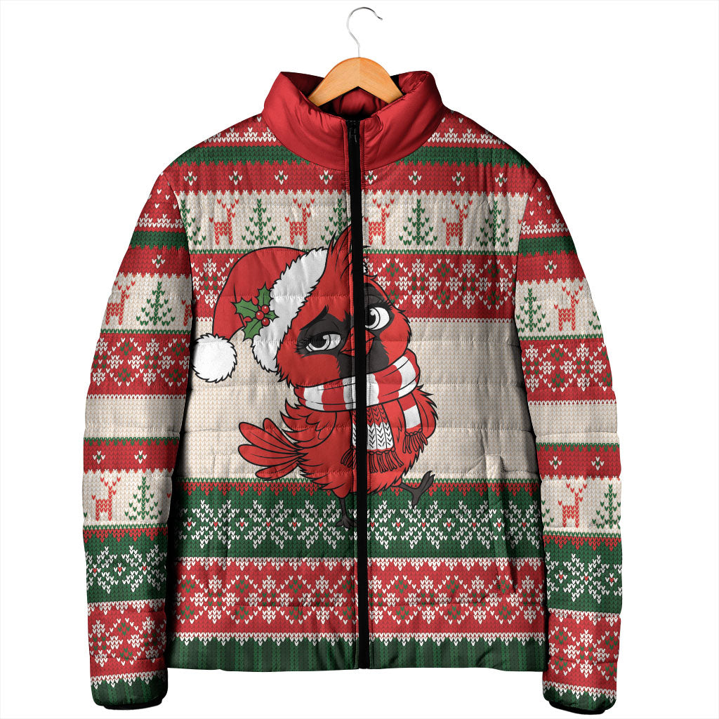 Aussie Cardinal Christmas Padded Jacket Festive Knitted Pattern Inspired