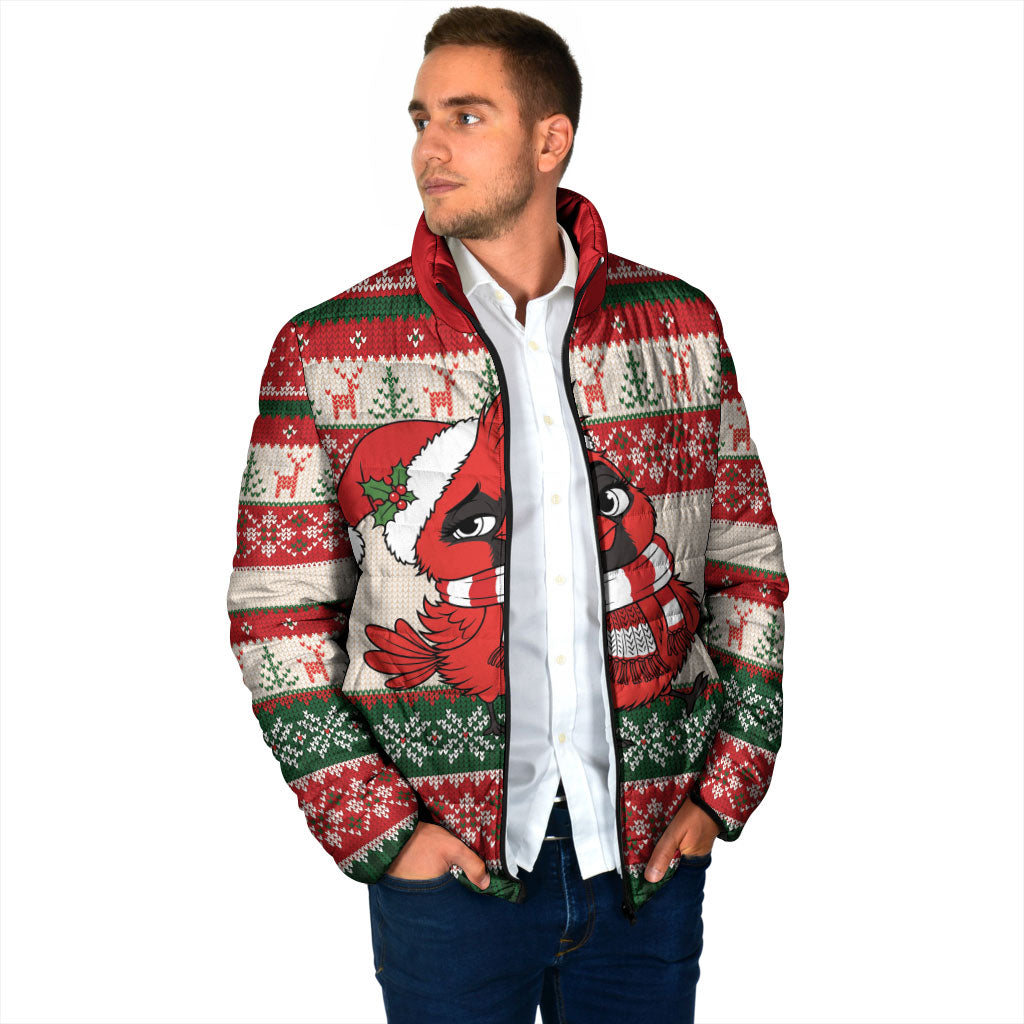 Aussie Cardinal Christmas Padded Jacket Festive Knitted Pattern Inspired