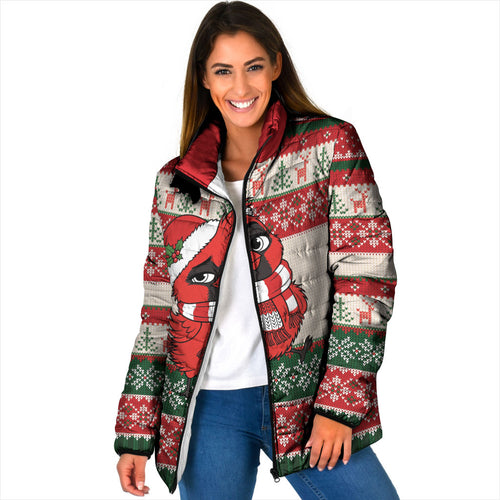 Aussie Cardinal Christmas Padded Jacket Festive Knitted Pattern Inspired