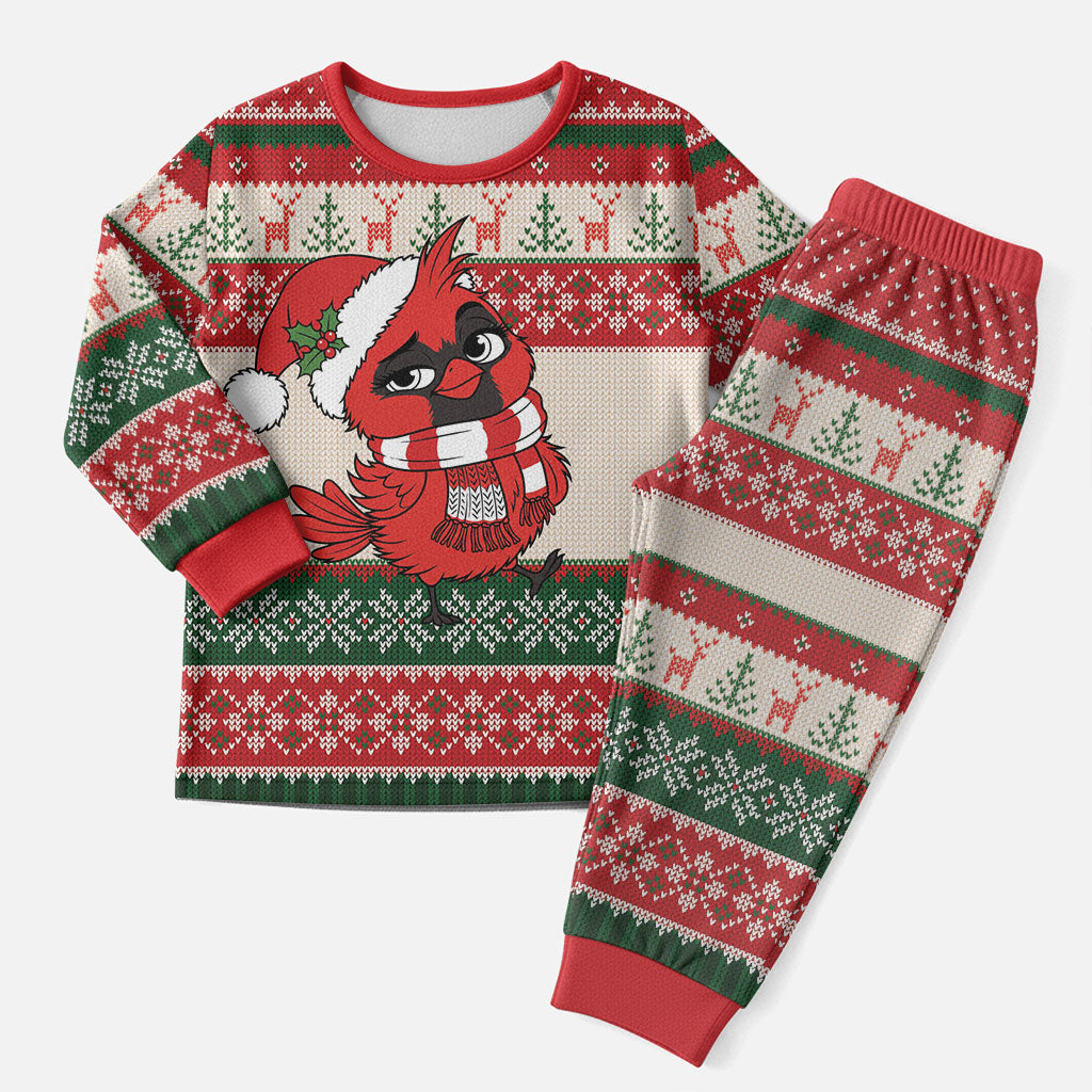 Aussie Cardinal Christmas Pajama Set Festive Knitted Pattern Inspired