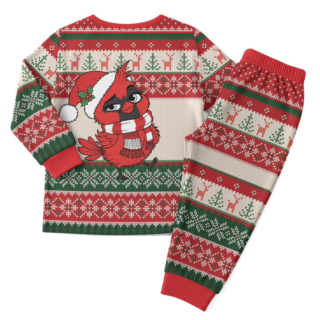 Aussie Cardinal Christmas Pajama Set Festive Knitted Pattern Inspired