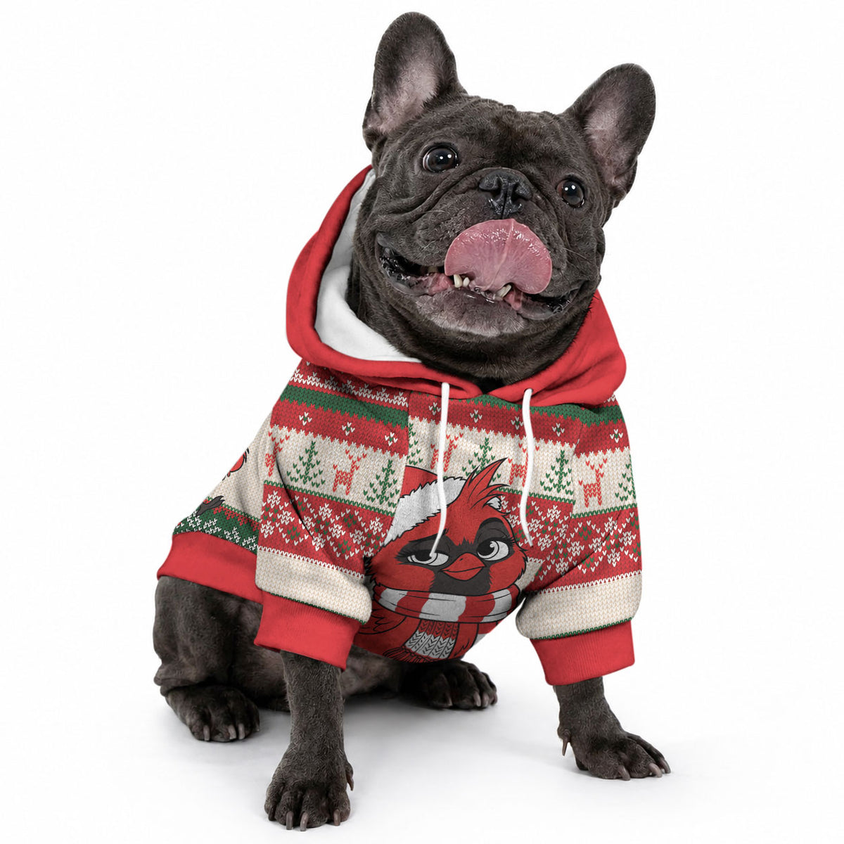 Aussie Cardinal Christmas Pet Hoodie Festive Knitted Pattern Inspired