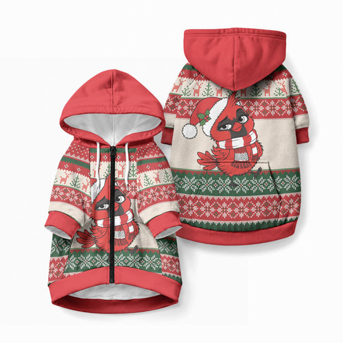 Aussie Cardinal Christmas Pet Hoodie Festive Knitted Pattern Inspired