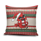 Aussie Cardinal Christmas Pillow Cover Festive Knitted Pattern Inspired