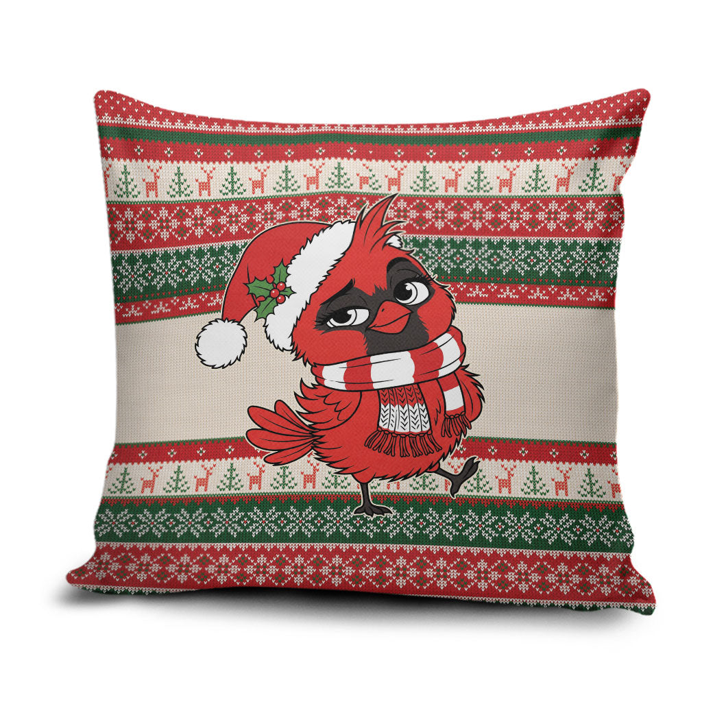 Aussie Cardinal Christmas Pillow Cover Festive Knitted Pattern Inspired