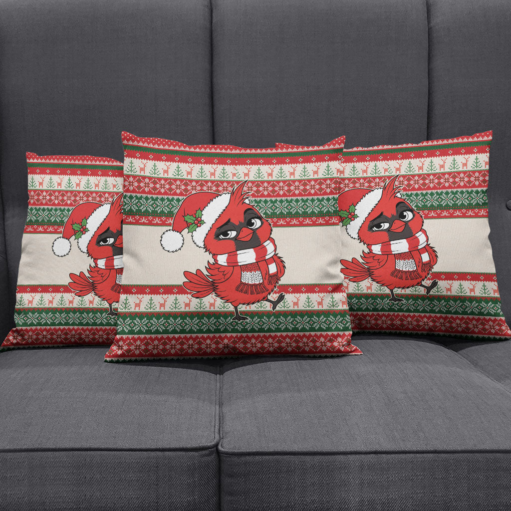 Aussie Cardinal Christmas Pillow Cover Festive Knitted Pattern Inspired