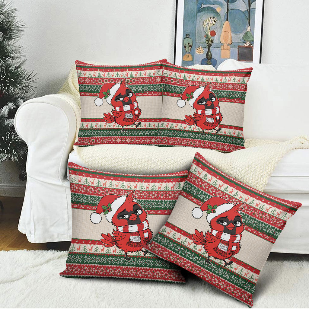 Aussie Cardinal Christmas Pillow Cover Festive Knitted Pattern Inspired