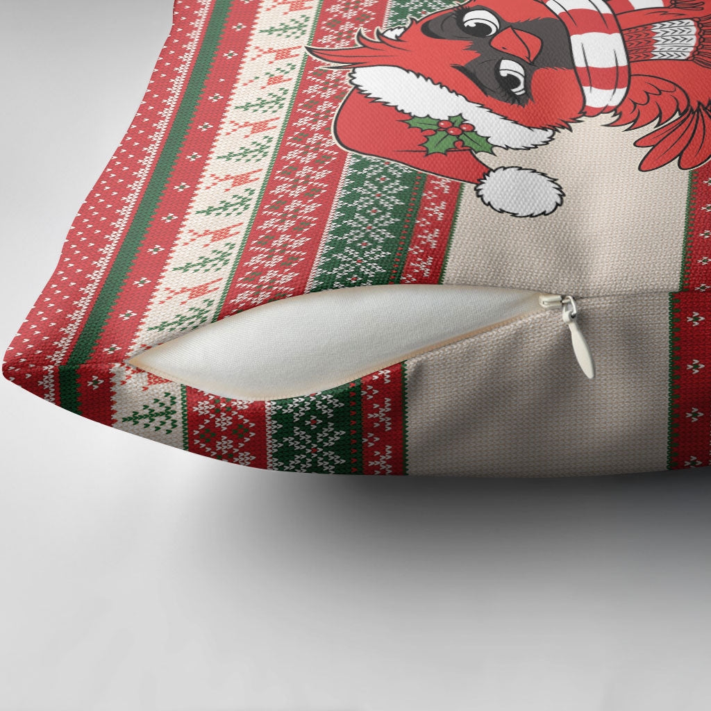 Aussie Cardinal Christmas Pillow Cover Festive Knitted Pattern Inspired