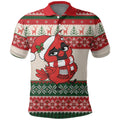 Aussie Cardinal Christmas Polo Shirt Festive Knitted Pattern Inspired
