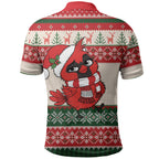 Aussie Cardinal Christmas Polo Shirt Festive Knitted Pattern Inspired