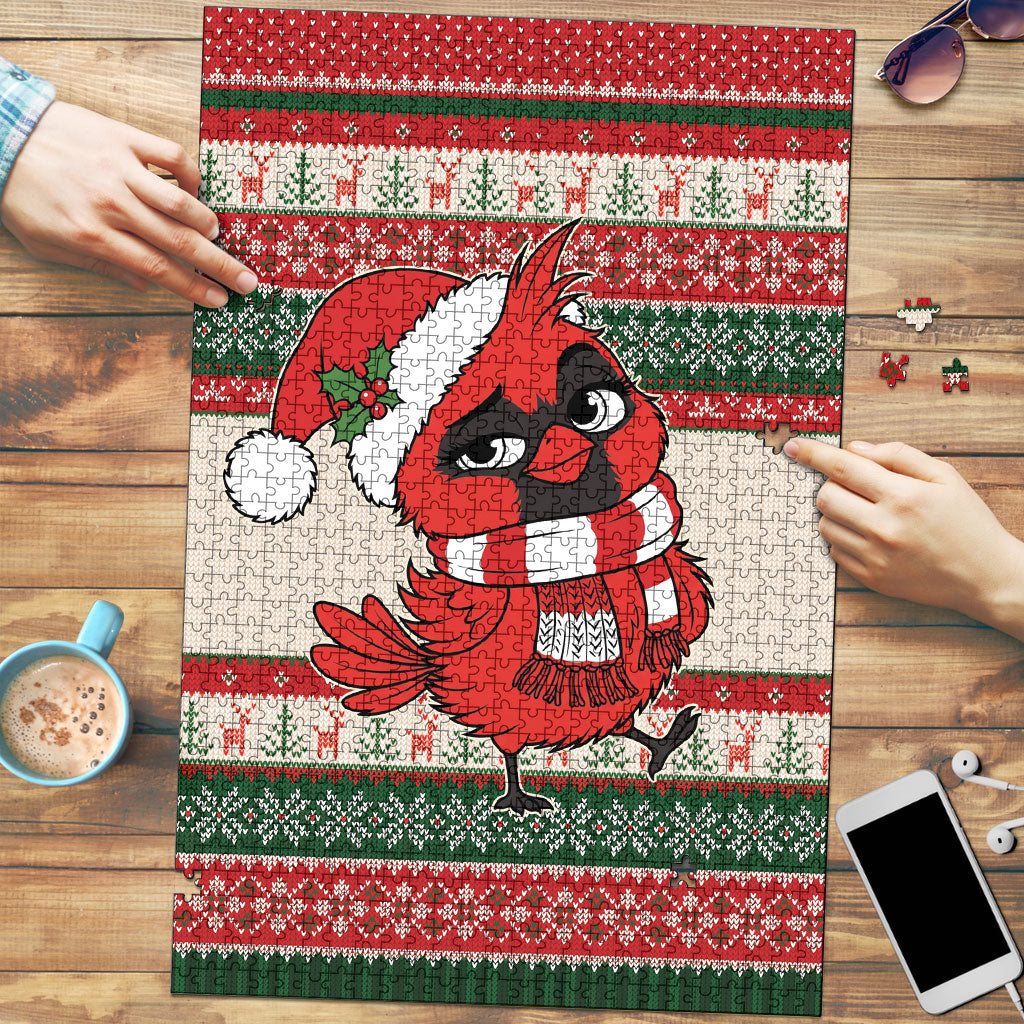 Aussie Cardinal Christmas Puzzle Festive Knitted Pattern Inspired