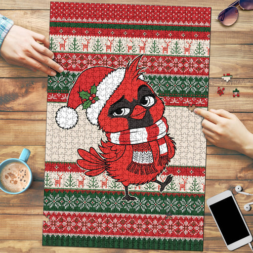 Aussie Cardinal Christmas Puzzle Festive Knitted Pattern Inspired