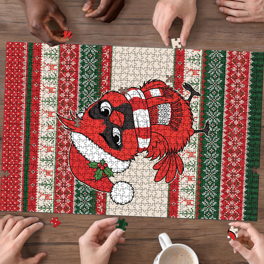 Aussie Cardinal Christmas Puzzle Festive Knitted Pattern Inspired