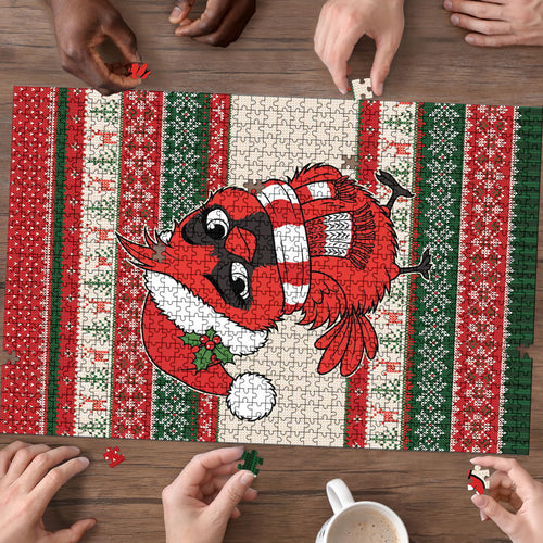 Aussie Cardinal Christmas Puzzle Festive Knitted Pattern Inspired