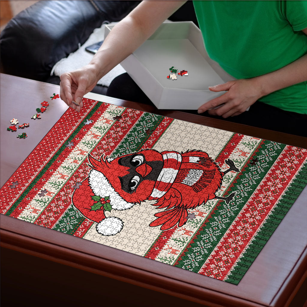 Aussie Cardinal Christmas Puzzle Festive Knitted Pattern Inspired