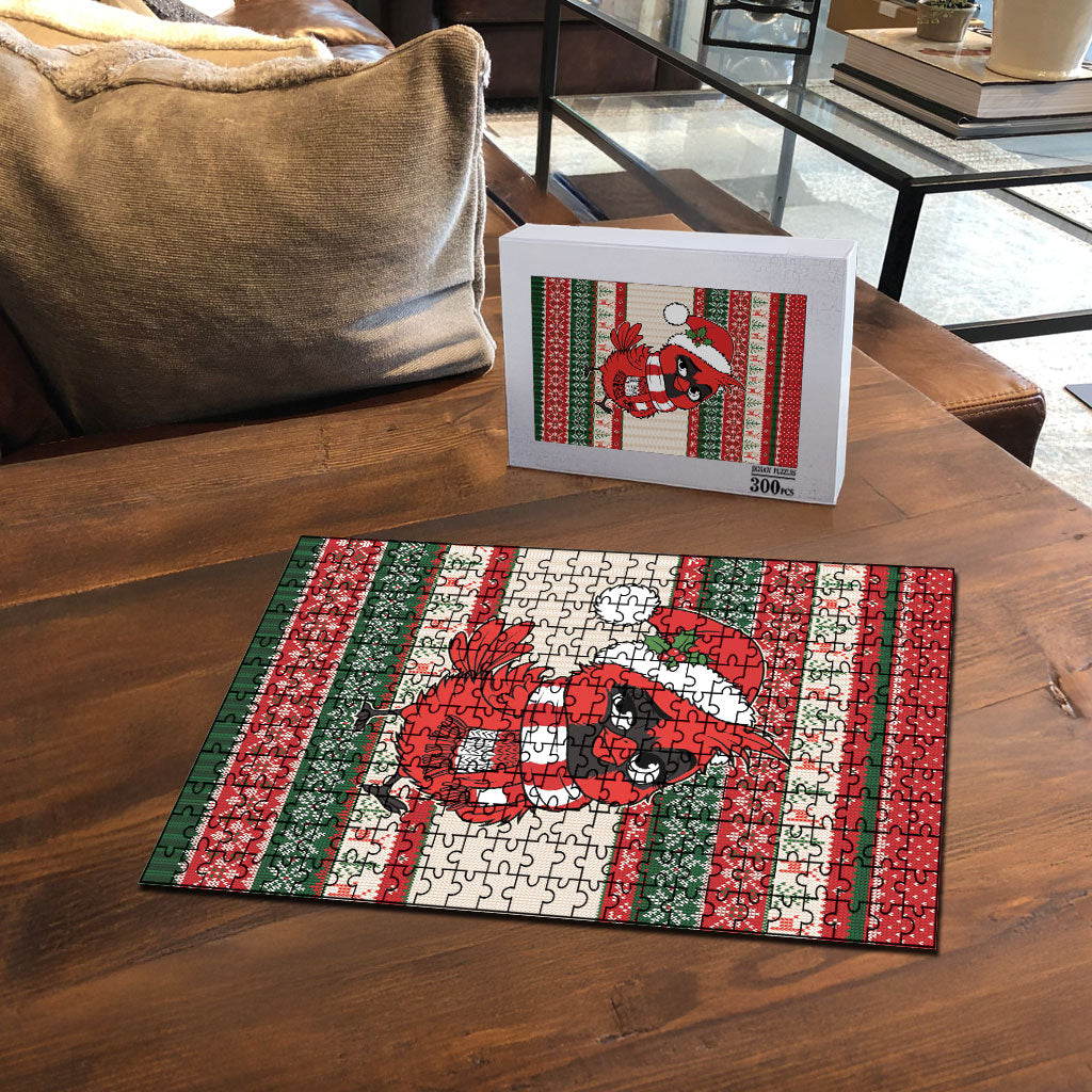 Aussie Cardinal Christmas Puzzle Festive Knitted Pattern Inspired