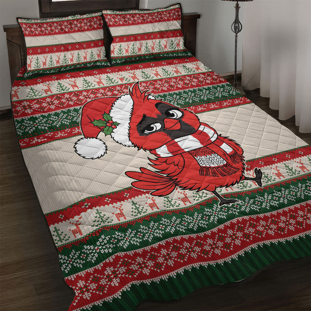 Aussie Cardinal Christmas Quilt Bed Set Festive Knitted Pattern Inspired