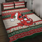 Aussie Cardinal Christmas Quilt Bed Set Festive Knitted Pattern Inspired